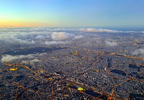 Paris from the cockpit of our Phenom